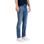 Calvin Klein slim fit men blue cotton denim jeans with subtle fading in blue denim fabric
