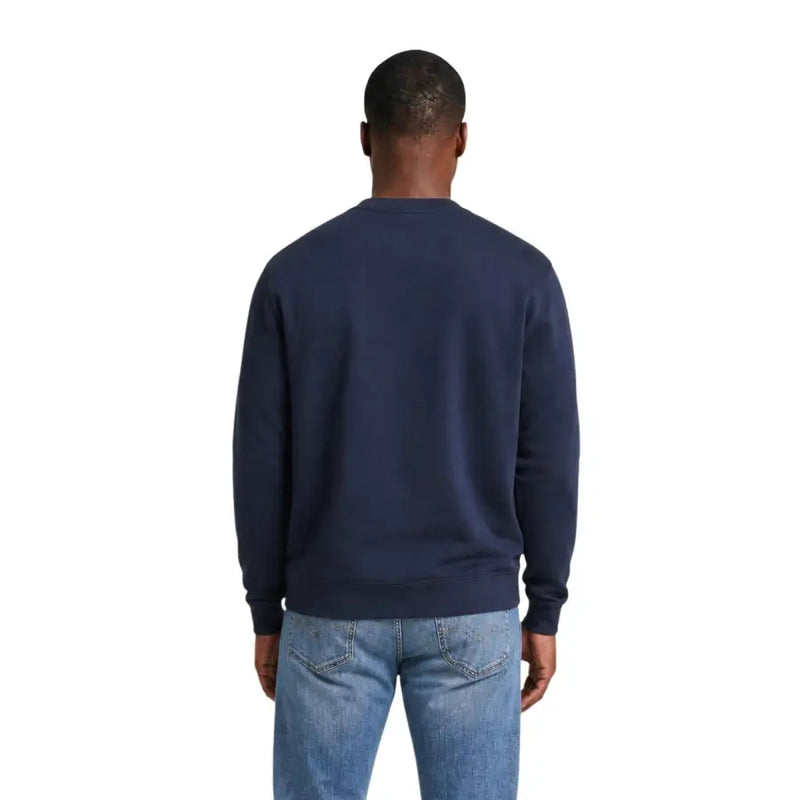 Navy blue cotton crewneck sweatshirt for men by Calvin Klein Jeans featuring a round neck design