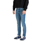 Calvin Klein Jeans men blue denim slim fit jeans with classic five-pocket design and zip pocket detail