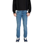 Calvin klein jeans men blue denim zip pocket jeans lv04rb719g with classic straight-leg cut and subtle fading