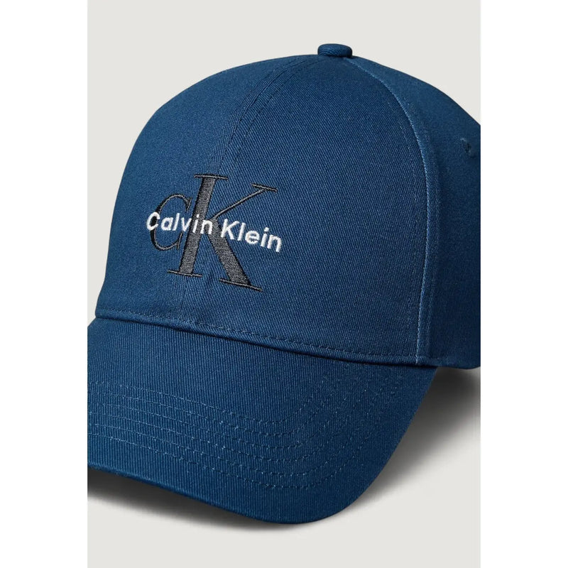 Deep blue Calvin Klein Jeans men organic cotton baseball cap with prominent white and dark gray embroidered ck logo