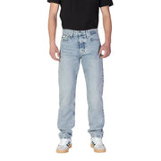 Calvin klein jeans men blue organic cotton light-wash denim jeans with classic five-pocket design and subtle fading