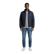 Navy blue quilted Calvin Klein Jeans men’s puffer jacket with subtle logo, polyester zip jacket size L