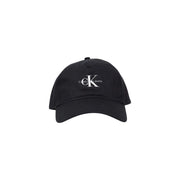 Black Calvin Klein Jeans adjustable cotton baseball cap with white embroidered logo and buckle closure