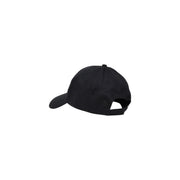 Black cotton baseball cap by Calvin Klein Jeans with a curved brim and black buckle adjustable strap