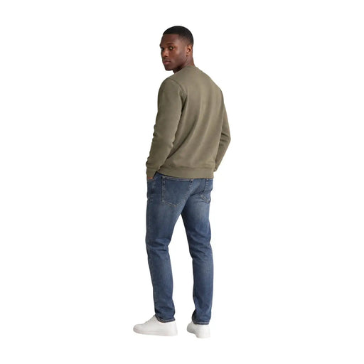 Calvin Klein Jeans men green cotton crewneck sweatshirt displaying the back side in olive green color