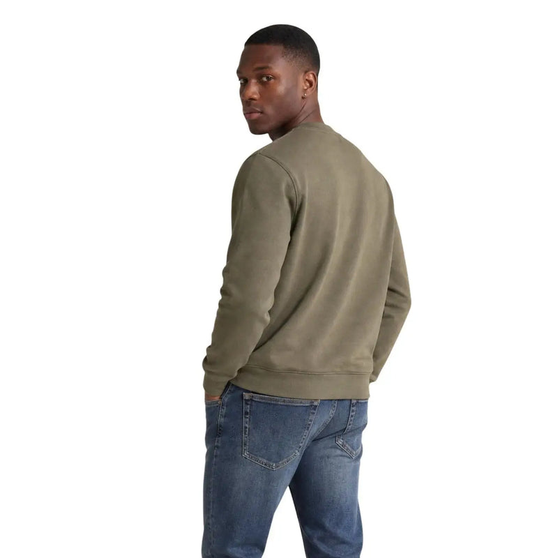 Calvin Klein Jeans men green cotton crewneck sweatshirt with ribbed cuffs and hem