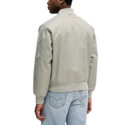Calvin Klein Jeans men green polyamide zip blazer with light beige bomber jacket style ribbed collar and zippered sleeve pocket