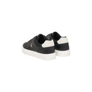 Calvin Klein Jeans men leather sneakers in black with black laces and a contrasting rubber sole low-top design