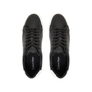 Calvin Klein Jeans men leather sneakers black with white rubber soles and black laces model YM0YM01344