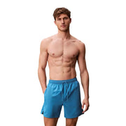 Calvin Klein Jeans men light blue polyester swim shorts with bright blue drawstring waistband for swimming