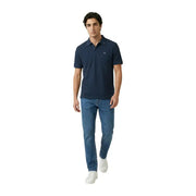Navy blue cotton short sleeve polo shirt by Calvin Klein Jeans with small embroidered logo on left chest size L