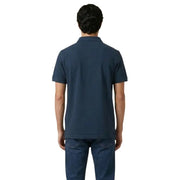 Navy blue Calvin Klein Jeans men polo shirt made of cotton with short sleeves in size large displayed front view