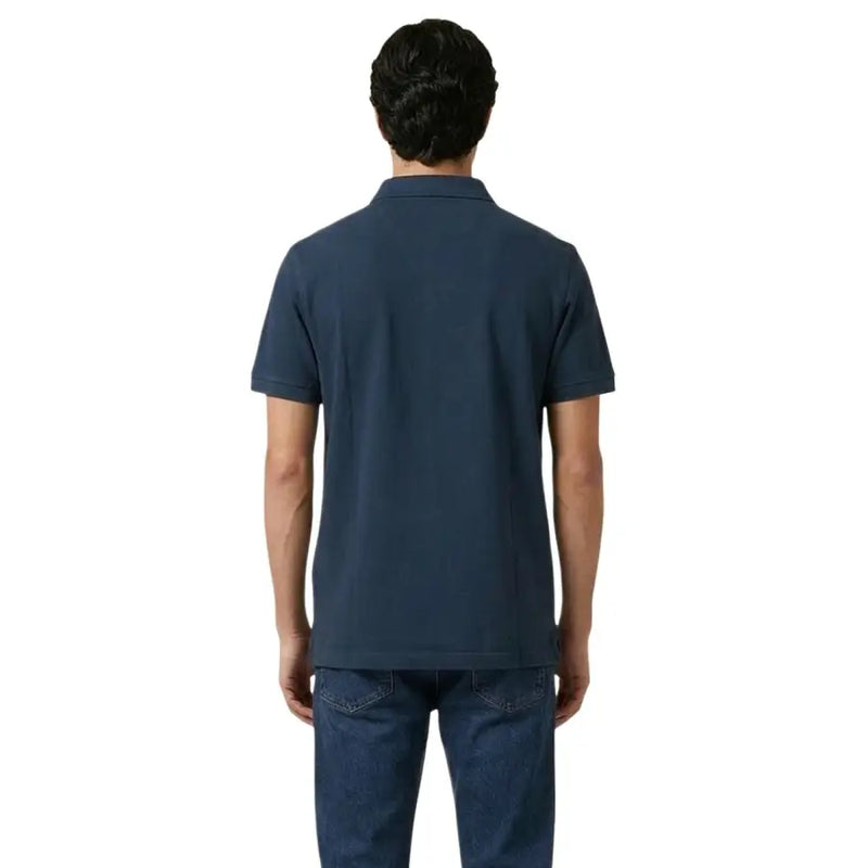 Navy blue Calvin Klein Jeans men polo shirt made of cotton with short sleeves in size large displayed front view