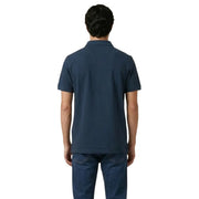 Navy blue Calvin Klein Jeans men polo shirt made of cotton with short sleeves in size large displayed front view
