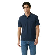 Calvin Klein Jeans men polo blue cotton short sleeve size L navy blue with small white ck logo on the left chest