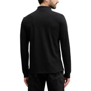 Schwarzes, langärmeliges Poloshirt aus Baumwolle mit klassischem Kragen und gerippten Bündchen von Calvin Klein Jeans Herren-Polohemd, langärmelig