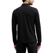 Black long-sleeved cotton polo shirt with classic collar and ribbed cuffs by Calvin Klein Jeans men polo long sleeve
