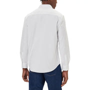 Calvin Klein Jeans men shirt white long-sleeved button-down with classic collar and neatly folded cuffs