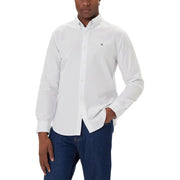 Calvin Klein Jeans men shirt white button-down with subtle embroidered logo on the chest for casual wear