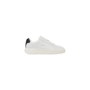 White leather calvin klein jeans men sneakers with black heel tab for fall winter use