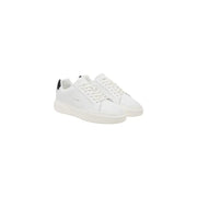Calvin Klein Jeans men sneakers in white leather with black heel tabs featuring a minimalist fall winter design