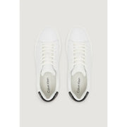 Calvin Klein Jeans men sneakers white leather with black rubber toe caps and laces for fall winter use