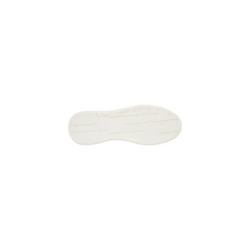 Calvin klein jeans men white leather sneakers with a white rubber sole featuring subtle horizontal grooves