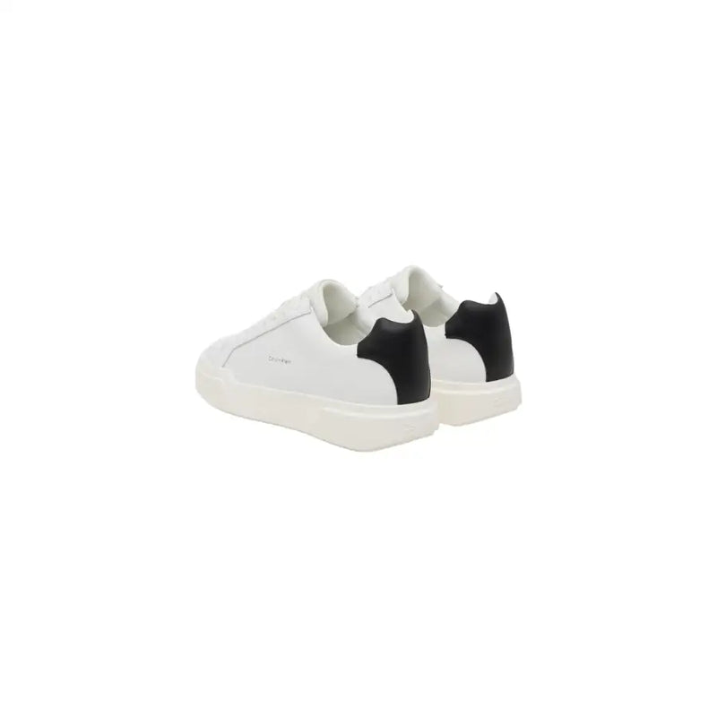 Calvin Klein Jeans men low-top sneakers in white and black leather with a minimalist design for fall winter