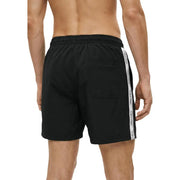 Calvin klein jeans men swimwear black swim trunks with white side stripe featuring repeating logo pattern