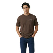 Brown Calvin Klein jeans men t shirt with subtle white logo on chest black cotton round neck casual wear