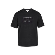 Schwarz Calvin Klein Jeans Herren-T-Shirt aus Baumwolle mit weißem Logodruck, Kurzarm, geeignet für die Freizeit.