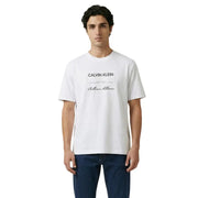 Weiß Calvin Klein Baumwolle t-shirt Kurzarmbekleidung mit schwarzem Logodruck und charakteristischem Design für Herren