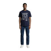 Navy blue Calvin Klein Jeans men t-shirt with white Calvin Klein New York City est logo printed on the front