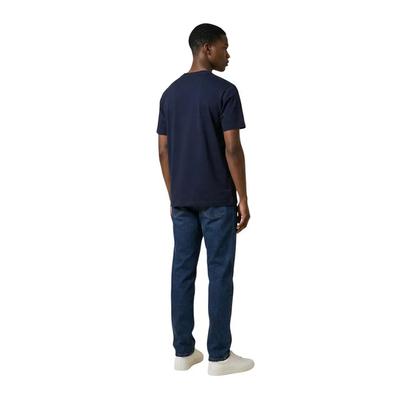 Calvin Klein Jeans men t-shirt in navy blue cotton with a simple round neckline and short sleeves