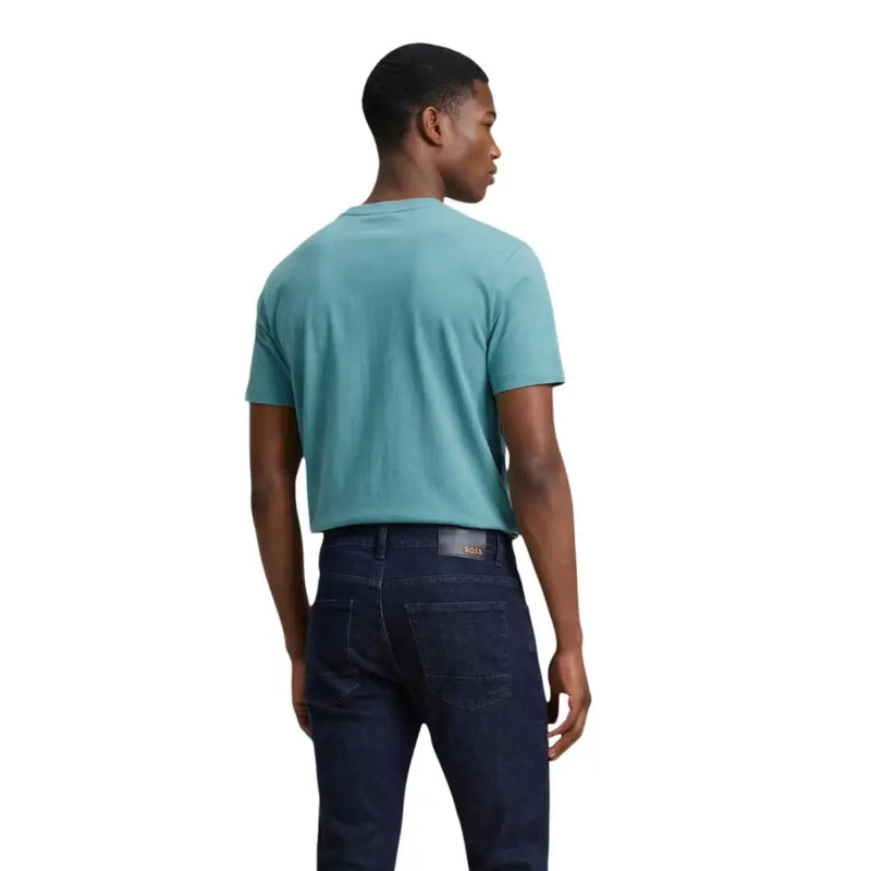 Calvin Klein Jeans Männer t-shirt Türkisfarbenes, kurzärmeliges T-Shirt mit Rundhalsausschnitt aus weichem Baumwollstoff