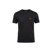 Black Calvin Klein Jeans men t-shirt featuring a subtle pink circular logo on the chest for casual wear
