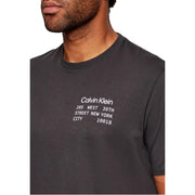 Dark gray calvin klein jeans men t-shirt with white printed address design on the chest in cotton material