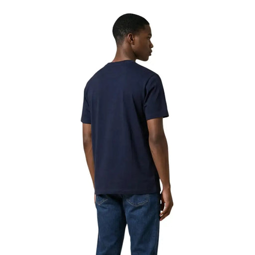 Navy blue cotton Calvin Klein Jeans men t-shirt with short sleeves and crew neck for casual wear
