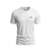 White Calvin Klein Jeans men short-sleeved t-shirt with subtle gray logo on left chest made of soft cotton material