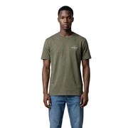 Calvin Klein Jeans men t-shirt in olive green cotton featuring a subtle white logo on the left chest