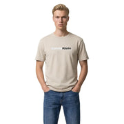 Beige Calvin Klein Jeans men t shirt in cotton with minimalist logo print across the chest for casual wear