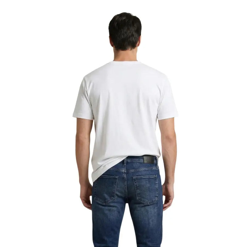 White cotton crew-neck t-shirt with short sleeves from Calvin Klein Jeans featuring a printed design