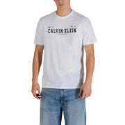 White Calvin Klein Jeans men t-shirt with black logo and established 1968 text printed on the chest