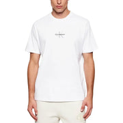Jeans Calvin Klein blancs pour hommes t-shirt orné d'un logo minimaliste discret sur la poitrine, en coton doux