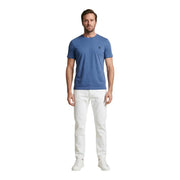Blue crew-neck t-shirt with small embroidered logo on left chest from calvin klein jeans men trousers collection