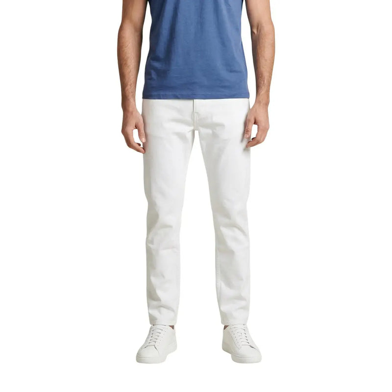 Calvin Klein Jeans men white slim-fit trousers with a modern cut and subtle stitching details