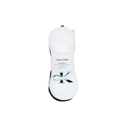 Calvin Klein Jeans Chaussettes hautes blanches pour homme, bordées de noir et ornées du logo CK coloré à la cheville.