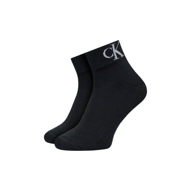 Schwarz Calvin Klein Jeans Herren-Unterwäsche-Knöchelsocken mit weißem CK-Logo am Bündchen für die Freizeit