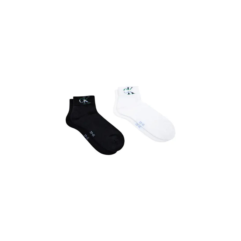 Schwarzweiß Calvin Klein Jeans Herren-Knöchelsocken mit dezentem Logo am Bündchen für die Freizeit